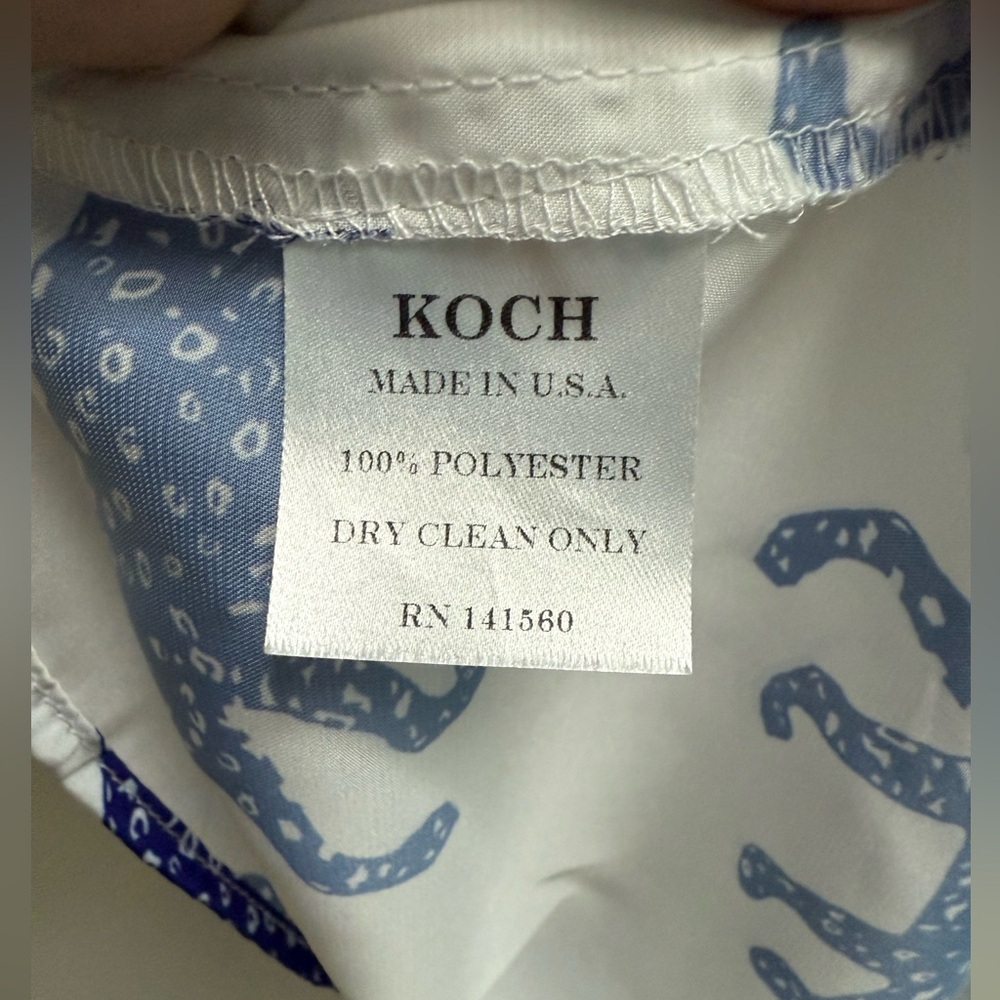KOCH Women’s White and Blue Jaguar Christiano Short Cap Sleeve Shirt-Size Large - Picture 2 of 10